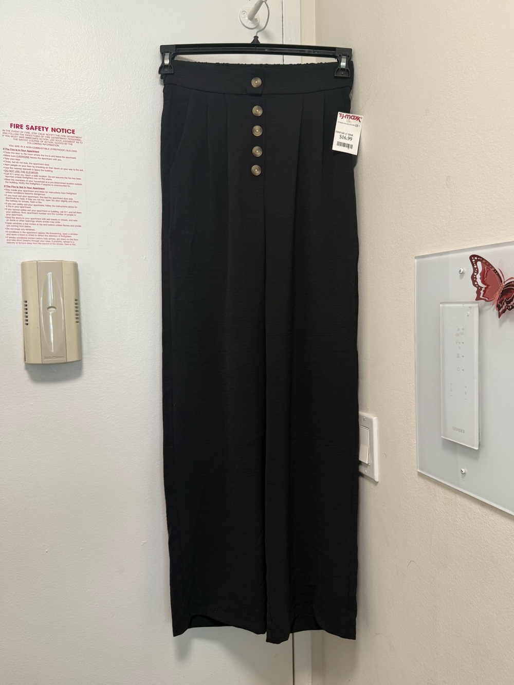 Monteau Los Angeles High-Waist Wide Leg Black Pants, Small